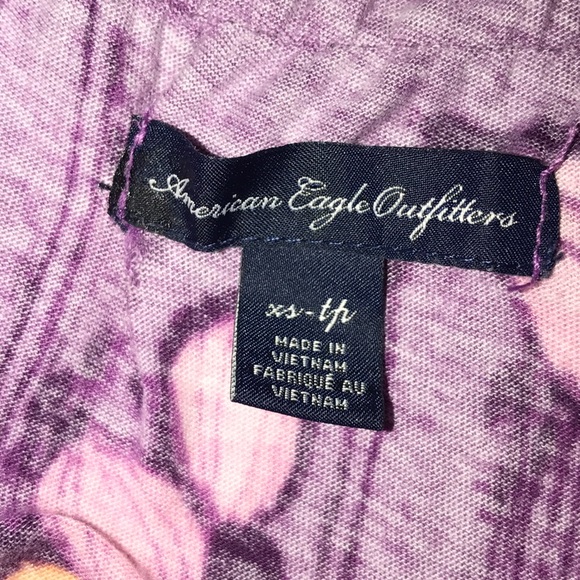 AMERICAN EAGLE PURPLE FLORAL TIE WAIST TANK TOP XS - Picture 4 of 5